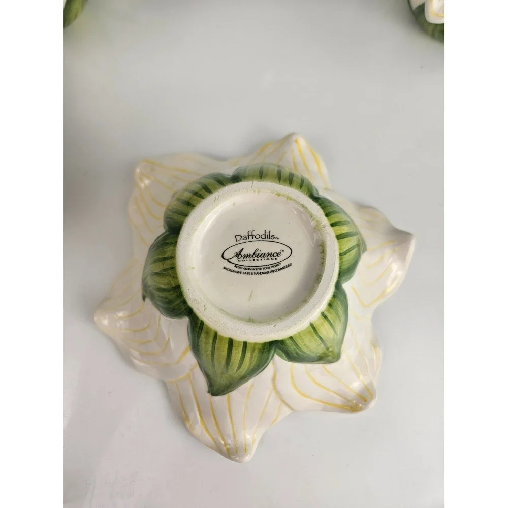 Ambiance Daffodils Sculptural Yellow Floral Bowls Set 4 Flowers‎ Spring Summer